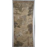 A large Chinese hanging scroll, possibly 18th century, ink and colour on silk,