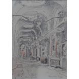 Adrian Daintrey (British 1902-1988), Royal Opera Arcade, pen, ink and wash over pencil, signed,