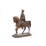 A late 19th century bronze equestrian group,