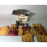 A set of Salter style weighing scales, a cased set of carpenter's tools and
