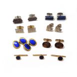 A pair of 9ct gold cufflinks, with oval fronts,