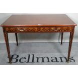 'INDUSTRIELLE FONCIERE', a George III inlaid style mahogany two drawer side table,