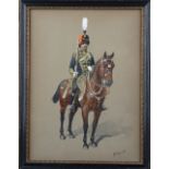 Richard Simkin (British 1850-1926), A mounted officer of the 10th Hussars,