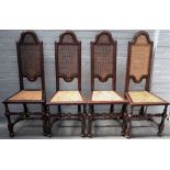 A set of four late 17th/early 18th century walnut high back side chairs,