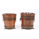 Two oak copper bound Dutch style wine coolers, 19th century,