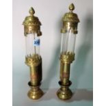 A pair of early 20th century brass 'GWR' wall lights, 29cm high.