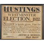 Westminster election hustings poster 1812, printed J.