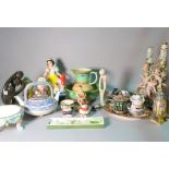 English and Continental ceramics mostly 20th century, including a pair of figural table lamps,