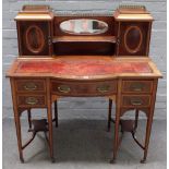 An Edwardian stainwood banded mahogany bonheur de jour,