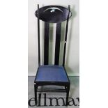 'Charles Renee Mackintosh', a modern ebonised highback chair, 48cm wide x 137cm high.