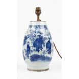 A Chinese blue and white vase adapted as a lamp, Transitional period, mid 17th century,