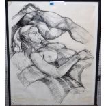 ** Parker (20th century), Figure studies, pencil/charcoal, signed, 79cm x 65cm.