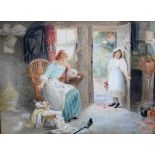 Haynes King (British 1831-1904), An Unexpected Visitor, watercolour heightened with white,