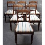 A set of six Regency mahogany dining chairs, on reeded supports, 47cm wide x 83cm high, (6).