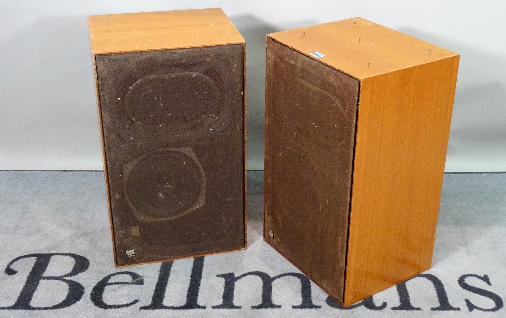 'KEF ELECTRONICS', a pair of mid-20th century speakers, 36cm wide x 60cm high. (a.f.