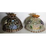 A near pair of early 20th century Tiffany style glass shades, each 48cm wide x 33cm high.