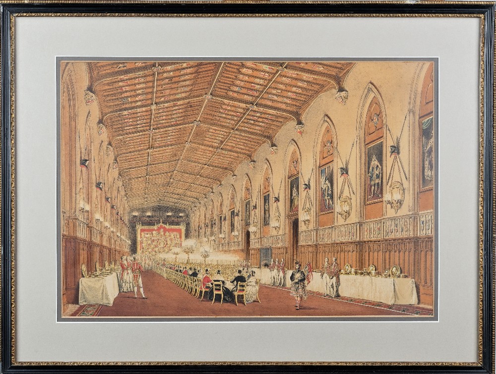 Circle of Joseph Nash; Windsor; The Garter Throne Room, Windsor, St George's Hall, Windsor,