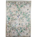 Eight Chinese wallpaper panels, early 19th century, laid onto canvas,