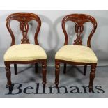 A set of five Victorian style mahogany dining chairs, on reeded supports, 50cm wide x 90cm high.