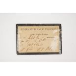 Funeral of the Duke of Wellington, (Nov 18, 1852) a printed ticket for one sitting, edged in black.