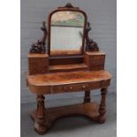 A Victorian figured walnut duchess dressing table,