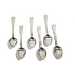 Three silver Old English pattern dessert spoons, crest engraved,