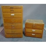 A mid-20th century beech tall chest, with six drawers and three brushing slides,