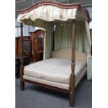 A reproduction George III style mahogany four poster bed,