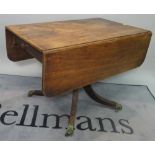 A Regency mahogany drop flap single drawer Pembroke table, 96cm wide x 70cm high.
