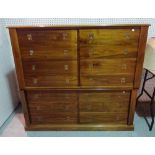 A 20th century campaign style walnut television cabinet,