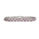 A pink sapphire and diamond bracelet,