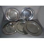 A group of five early 20th century pewter plates, 47 diam, (5).