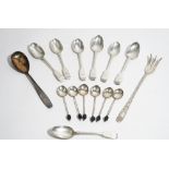 Silver flatware, comprising; four Victorian fiddle pattern teaspoons, Newcastle 1860,