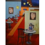 Zbigniew Drecki (Polish, 1922-1998), Lunch in the gallery, oil on canvas, signed, 121cm x 91.5cm.
