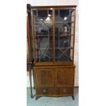 An Edwardian inlaid mahogany display cabinet, with astragal glazed doors with cupboard base,