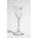 An opaque twist wine glass, circa 1765,