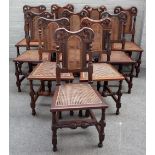 A set of twelve Victorian walnut and cane dining chairs, of 17th century Flemish design,