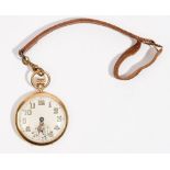 A 9ct gold cased, keyless wind, openfaced pocket watch, with a jewelled Swiss lever movement,