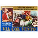 Via Col Vento, Clark Gable, Vivien Lee, stamped Prima Edizione Italiana 1948, 66 x 46cm, folded,