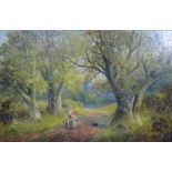 George Turner (British 1843-1910), A lane near Kings Newton, oil on canvas, signed,
