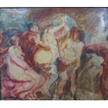 French School (early 20th century), Bathers, oil on canvas, indistinctly signed, 30cm x 35cm.