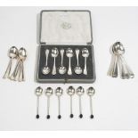 Silver flatware, comprising; a set of six Old English pattern teaspoons, London 1911,