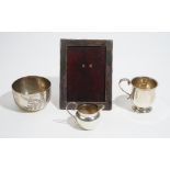 Silver and silver mounted wares, comprising; a Victorian sugar bowl, engraved with fern sprays,