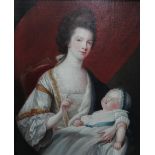 After Francis Cotes, Portrait of Queen Charlotte with the infant Princess Royal, oil on canvas,