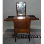 A Regency mahogany lift top washstand, 50cm wide x 84cm high.