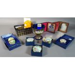 Collectables comprising, five enamel boxes including Halcyon Days,