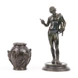 After the antique, a bronze sculpture of Narcissus, 24cm high,