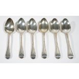 A set of six silver single struck Old English and thread pattern tablespoons, crest engraved,