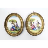 A pair of small English enamel oval plaques, late 18th century,