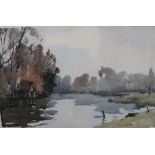 Edward Wesson (British 1910-1983), Near Stoke Lock, Guildford, watercolour, signed, 32cm x 49cm.